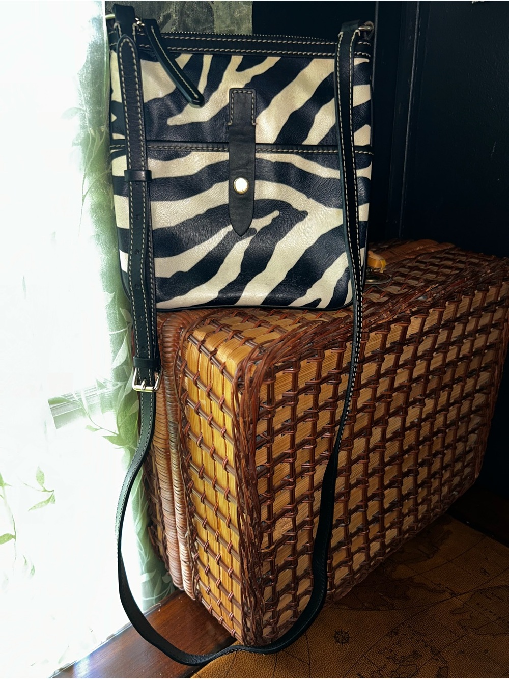 Dooney & Bourke Black and White Zebra Print Crossbody Bag - Picture 3 of 11